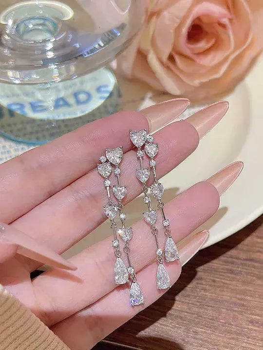 Rhinestone line earrings
