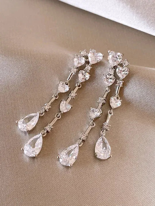 Rhinestone line earrings
