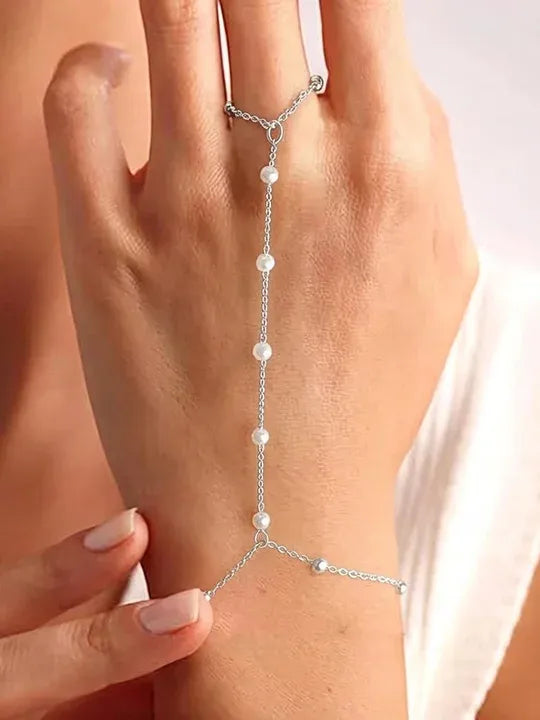 Pearl Finger Ring Bracelet